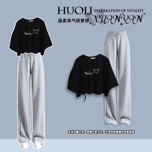 Girls Summer Sporty Casual Short Sleeve Two Piece Set Fashionable New Style for Big Kids Comfortable Regular Thickness