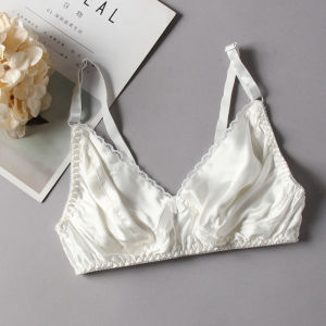 สองด้าน ผ้าไหม บราไร้สายบางสีบริสุทธิ์ ลูกไม้ ไร้รอยต่อ ผ้าไหม ชุดชั้นในคงที่ สายคล้อง คอยู ดีไซน์ สําหรับหญิงสาว