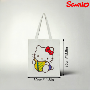 Sanrio | 1pc Sanrio Hello Kitty Canvas Tote Bag Reading‑Book Print Eco Shoulder Bag