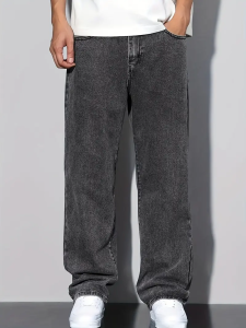 2025 New Style Streetwear Straight-Leg Jeans for Men Fashionable Straight-Leg Loose-Fit Denim Pants