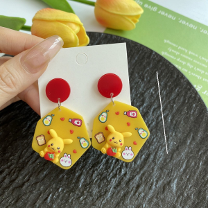 Fresh Yellow Earrings Womens Fashion Circular Versatile Korean Style Summer Cute Flower Ear Studs Trendy Jewelry Accessories