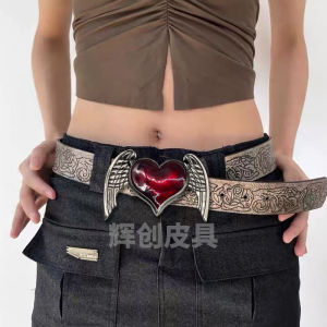 Ladies Punk Style Personality Retro Embossed Love Wing Belt Spice Girl Style Personality Belt LR1292