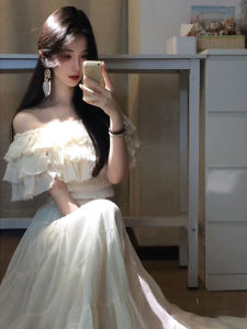 Chic Summer Outfit Set Pure Style One Shoulder Top Half Skirt Two Piece Set Whole Ootd Ensemble Cotton Elegant Fashion