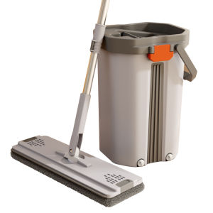 ถังรีดน้ำ Flat Mop ไม้ถูพื้น ไม้ม๊อบดันฝุ่น ไม้ถูพื้นพร้อมถังรีดน้ำ ดูดซับน้ำได้อย่างดี พลาสติกหนาเเข็งเเรง ทนทาน ไม้ถูปรับขนาดได้ ใช้งานได้สะดวก