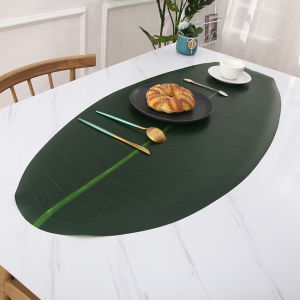 Taplak Meja Daun Pisang Artificial / Taplak Meja Tamu Meja Makan  Bentuk Daun Pisang Table Runner Ukuran 33X47/46X106Cm