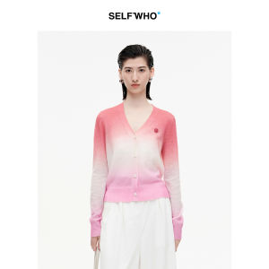 Gradual Color Change Merino Mohair Sweater V-Neck