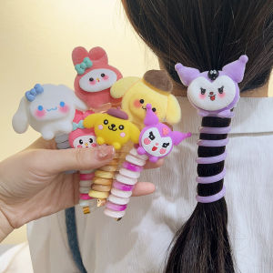 Sanrio My Melody Kawaii kuromi dây buộc tóc hoạt hình dễ thương đường dây điện thoại in cô gái tóc đuôi ngựa Vòng Phụ Kiện Tóc Quà Tặng