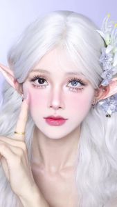 DUOXIU | DUOXIU 1 Year 2Pcs Myopia Korean Cosplay Colored Contact Lenses Cyber Red Anime Halloween Foggy Red Color with Power Fast Ship