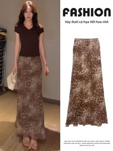 YIFANSHI | Chân Váy Xòe A-Line In Đốm Báo Dài
