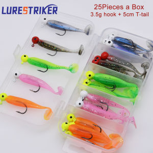 Lurestiker Box package 3.5g jig head hooks soft worm lure grub Ttails baits for bass perch pike crank lure tackle