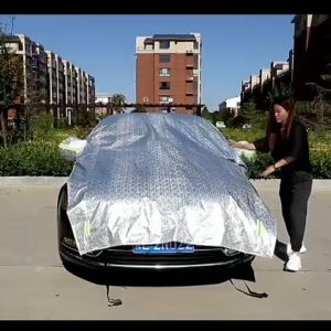 【ผ้าคลุมรถพรีเมี่ยม】ผ้าคลุมรถเก๋งแบบครึ่งคัน กันรังสี UV กันฝน ใช้ได้กับรถกระบะ 2/4 ประตู