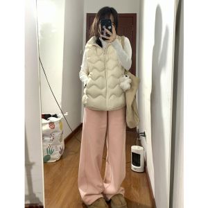 กางเกงกีฬาผ้าฝ้ายแท้สีดำสำหรับผู้หญิง กางเกงขายาวทรงตรง ทรงหลวม สไตล์เกาหลี กางเกงขายาวทรงตรงสำหรับผู้หญิง