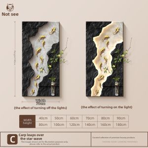 HAOJIUBUJIAN | Modern Luxe Glowing Reliefs 9 Fish Painting Wall Decor