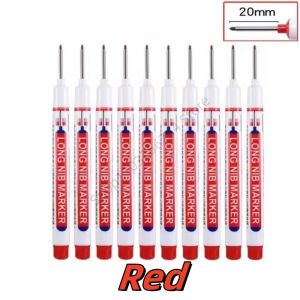 10Pcs Perforating 20mm Deep Hole Long Head Nib Markers for Metal Pen Waterproof Bathroom Woodworking Decoration Multi-Purpose