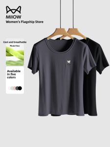 MiiOW | Cat Person 2025 New Womens Short Sleeve T-Shirt Modal Cotton Lightweight Breathable Cool Feeling Half Sleeve Basic Matching Summer Top