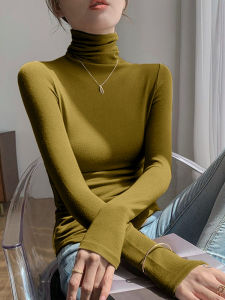 Womens Long Sleeve Thermal Shirt High Collar Dervo Style Inner Wear Slim Fit Korean Commute Style Winter Season Base Layer Top