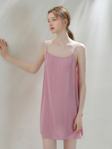 XEXZ | ชุดนอนแขนกุดสีชมพูเซ็กซี่สำหรับผู้หญิงไซส์เล็ก ชุดนอนผู้หญิง ชุดนอนฤดูร้อน ชุดนอนผ้าฝ้ายผสมโพลีเอสเตอร์ ชุดนอนฤดูร้อน