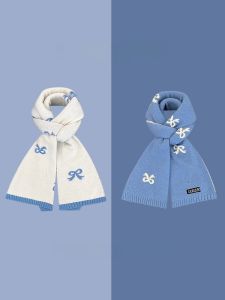 ผ้าพันคอถักนิตติ้งสองด้านลายผีเสื้อสำหรับผู้หญิงในฤดูใบไม้ร่วงและฤดูหนาว ผ้าพันคอไหมนิตติ้งแบบอเนกประสงค์ อบอุ่นและหวาน สำหรับผู้หญิง