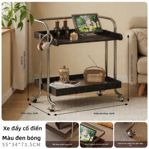 FANTANYIPIN | Bàn Trà Di Động Phong Cách Retro Gỗ Nhiều Tầng Lưu Trữ