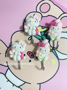Tulip Melody KT Cat DIY Adhesive Wall Hook Kitchen Bathroom No Trace Hole Free Resin Storage Organizer Universal Home Tool