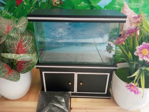 akuarium mini + kabinet(MOTIP HITAM)