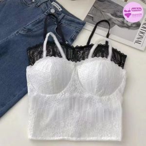 [ส่งเร็วพิเศษ!] เสื้อครอป ครอปสายเดี่ยว ลายลูกไม้ พร้อมฟองน้ำในตัว รุ่น L1041