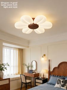 QINGYAO | Eye-protection Simple Mid-century Cream Style Flower-shaped Ceiling Light
