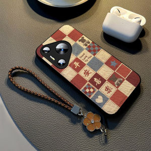 Huawei Pura70 pro Ultra Protective Silicone Case Womens Style Full Cover Cloth Texture Lanyard Trendy Brand Anti-Fall Design