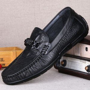 รองเท้าลำลองหนังแท้สำหรับผู้ชาย ระบายอากาศได้ดี รองเท้าหนังวัวชั้นบน ส้นแบน พื้นนุ่ม ทรงหัวมน ฤดูร้อน 2025 รองเท้าลำลองสำหรับผู้ชายแบบสวมสบาย