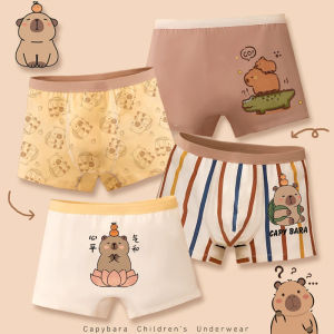 Childrens Cotton Underwear A-Class Pure Cotton Boys Capybara Four-Corner Shorts Antibacterial Medium to Large Boys Teenagers