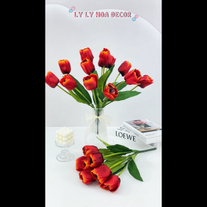 Cụm Tulip 7 Bông Trang Trí Nhà Cửa Hàng Sự Kiện. Hoa Lụa Decor