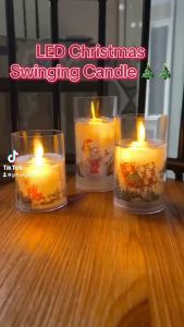 LED Xmas Merry Christmas Swinging Candle Smokeless Flameless Swing Candles Light Lighting Night Lamp Party Decoration