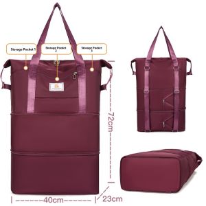 OUDENGPAI | Convenient Folding Travel Bag For Women Lightweight Large Capacity Suitcase Cover Bag Double Shoulder Back Packable Bag