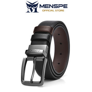 MENSPE Men Belts Double Color Leather Belt Second-layer Cowhide Leather Pin Buckle Belt 120cm Adjustable Length Dress Belts for Men with Classic Buckle Vintage Jeans Belt for Men