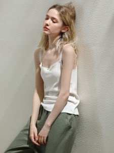 XEXZ | XEXZ Womens Slim Fit Knitted Vest Pure Cotton Combed Base Layer Top Strap Summer Simple Style Online Exclusive Sale