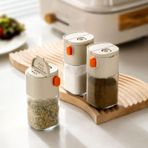 180ml Multi-Functional Quantitative Seasoning Pot Press-Type Glass Seasoning Bottle Kitchen Salt Jar Spice & Pepper Shakers