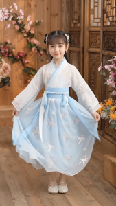 DS05 Girls Traditional Hanfu Dress Peach Floral Embroidered Chinese Princess Costume Fairy Dress Flowy Sheer Sleeve Kids Traditional Dress Chinese New Year CNY Mid Autumn Festival Performance Photoshoot Party Costume Girl