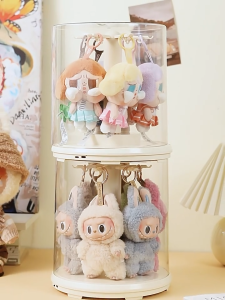 LABUBU Display Box Cover Crybaby 360 Rotating Transparent Dustproof Stackable Pop Mart Doll Storage Box Hang Stand Type