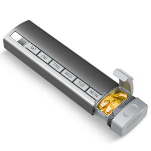 Metal Travel Pill Organizer Premium Aluminum Waterproof 7-Day Weekly Daily Tablets Box Case for Medicines Supplements & Vitamins