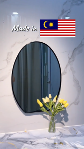 (GLOREX) High Quality Aluminium Half Oval Mirror Bathroom Mirror Deco Mirror Round Mirror Irregular Mirror Cermin Bulat