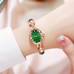 CAVEN DENTON oval watch for women waterproof luxury clover emerald strap diamond temperament watch