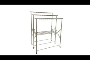 New Foldable Drying Cloth Rack Penyidai Baju Boleh Lipat Beroda Stainless Steel Heavy Duty Balcony Hanger Rak Sidai Baju