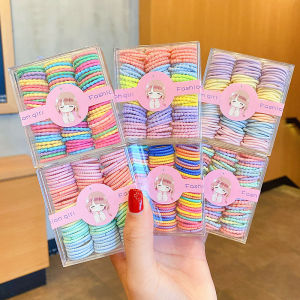 Zy Fashion 90pcs/set Korean Style Candy Color Hair Rope for Kids High Stretch Hair Tie Fashion Girl Scrunchies