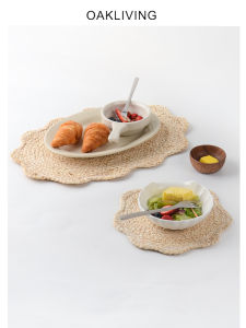 Handwoven Heat Resistant Mat Cup Coaster Dining Table Water Pot Pad Anti Slip Restaurant Table Mat Natural Wood Pulp Material