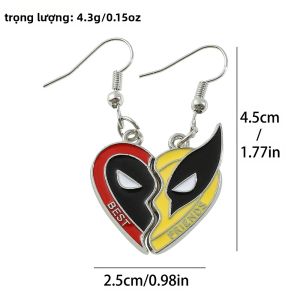 Takara Tomy | Deadpool Wolverine Heart Splice Phù Hợp Với Mặt Dây Chuyền Hình Phim Phụ Kiện Xu Hướng Thời Trang Cosplay Bông Tai Cho Người Bạn Thân Nhất Quà Tặng