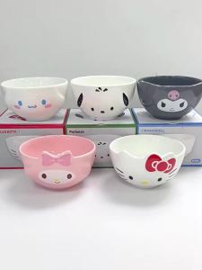 For Sanrio 5inch Ceramic Bowl Cartoon 3D Relief Rice Bowl Salad bowls for Kids Household Cute My Melody/Kuromi Tableware Gift