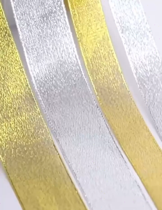 Fly.PH | 25Yards/22m/Roll Metallic Glitter Gold Silver Ribbon satin ribbon decorative ribbon gift packaging Ribbon roll