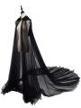 Witch Cloak Halloween Costume for Women Hood Tulle Cape Cloak Black White Red Wedding Bridals Floor Length Soft Mesh Cloaks. 