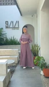 Gamis Brukat Mix Cringkle Air Flow Model Terbaru Ukuran Jumbo M L XL XXL 3XL 4XL 5XL LD UP TO 140