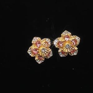 Korean Light Luxury Crystal Flower Earrings for Women Pink Sweet Cherry Blossom Zircon Earrings Girls Party Jewelry Bijoux Gifts